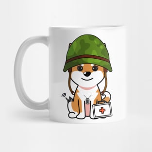 Cute orange dog is an army medic Mug